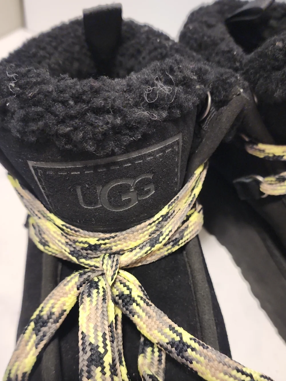 Ugg  Black Winter Boots with Yellow Accent Laces